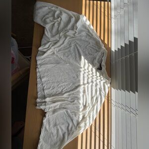 Lightweight White Ribbed batwing Long Sleeve Top